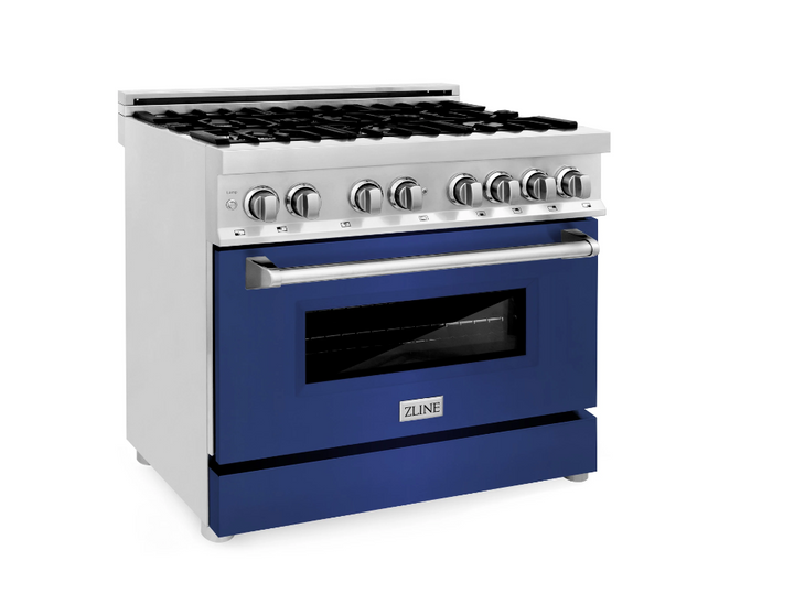 Professional Dual Fuel Range with Blue Gloss Door (RA-BG-36) ZLINE 36 in.