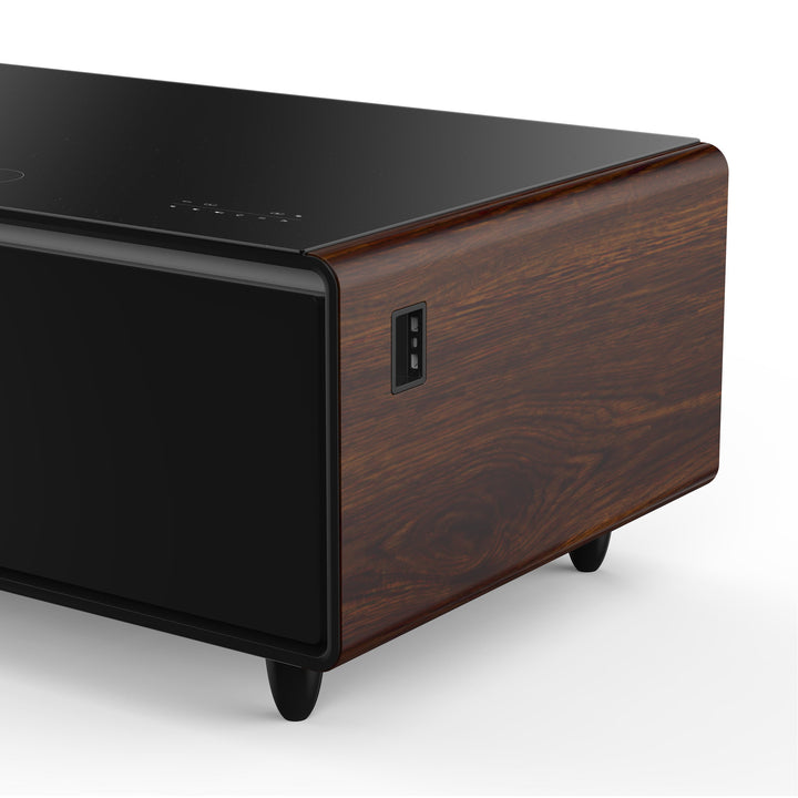 Forno Evoluto Tavolo 51-Inch Smart Coffee Table with Wood-Accent Sides – Dual Cooling Zones, Wireless Charging Pad &amp; Built-In Bluetooth Speakers
