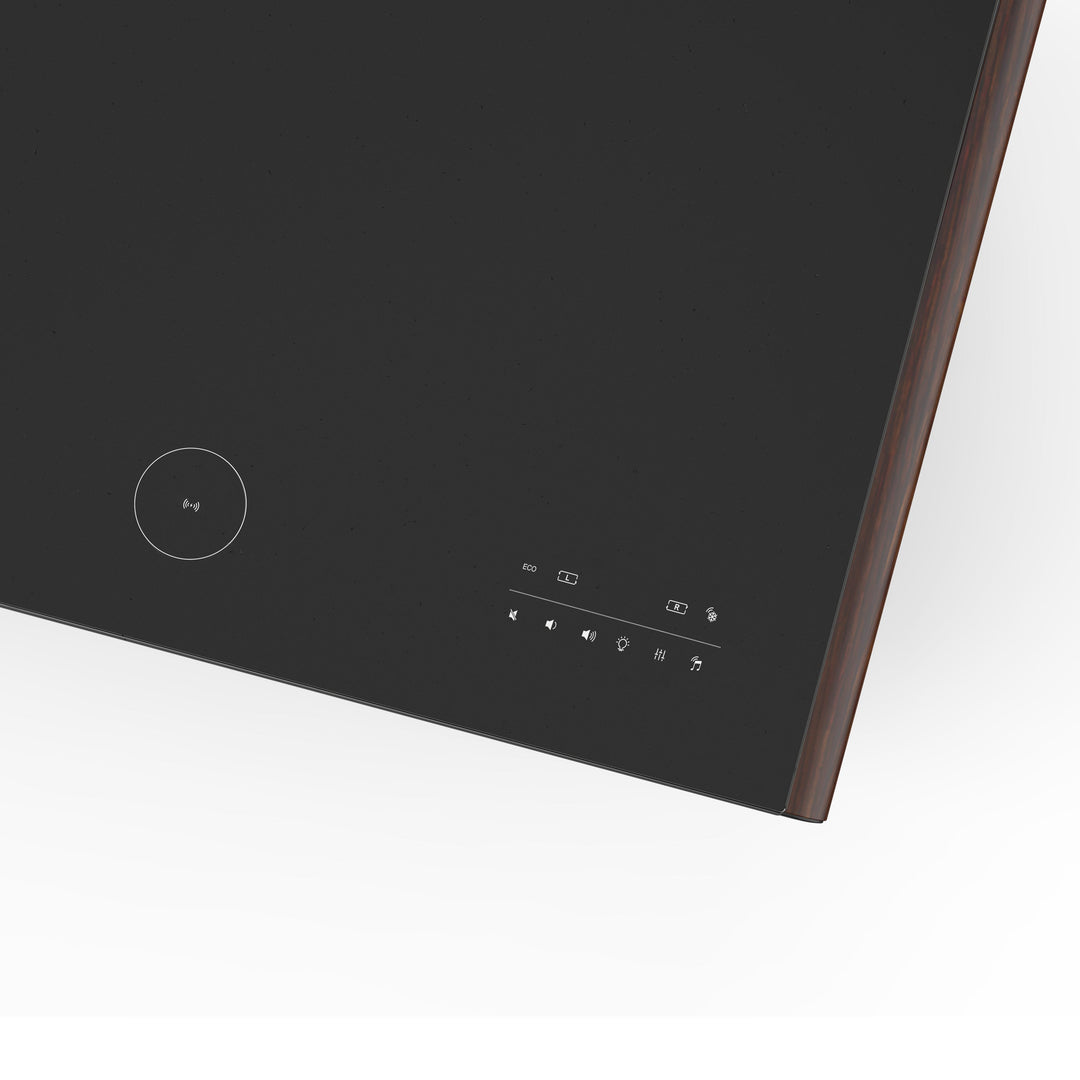 Forno Evoluto Tavolo 51-Inch Smart Coffee Table with Wood-Accent Sides – Dual Cooling Zones, Wireless Charging Pad &amp; Built-In Bluetooth Speakers