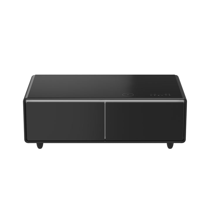 Forno Evoluto Tavolo 51-Inch Black Smart Coffee Table – Dual Refrigerator Drawers, Bluetooth 5.0 Audio, Wireless Charging &amp; RGB Ambient Light