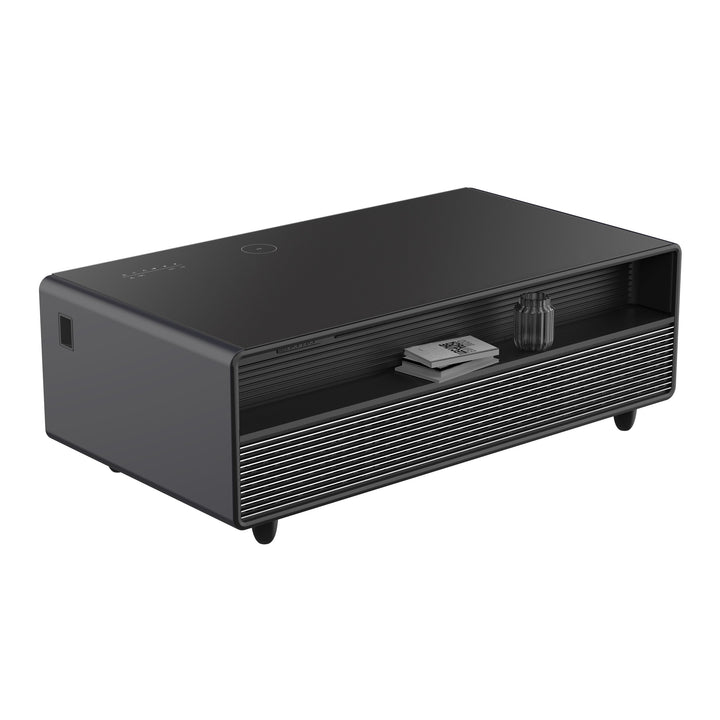 Forno Evoluto Tavolo 51-Inch Black Smart Coffee Table – Dual Refrigerator Drawers, Bluetooth 5.0 Audio, Wireless Charging &amp; RGB Ambient Light