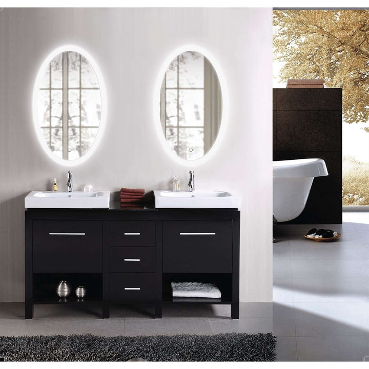Krugg Sol Oval 22 x 40 LED Bathroom Mirror — Dimmer/Defogger