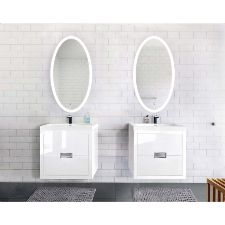 Krugg Sol Oval 24 x 44 LED Bathroom Mirror - Dimmer/Defogger