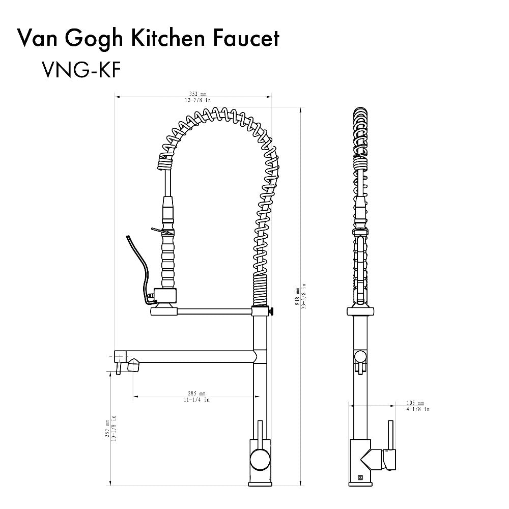 ZLINE Van Gogh Pull Down Spring Kitchen Faucet with Pot Filler in Brushed Nickel (VNG-KF-BN)