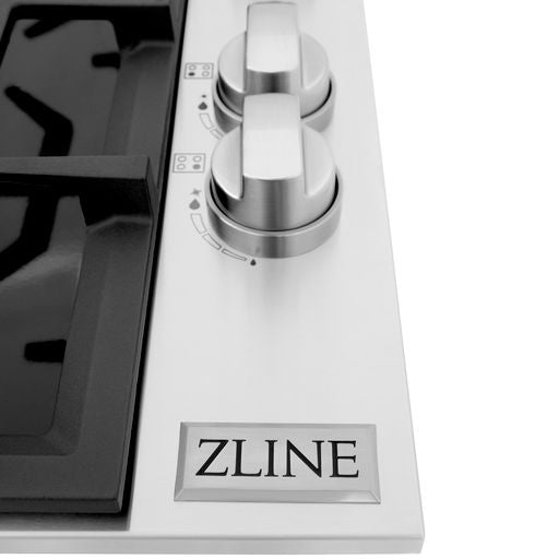 ZLINE 30" Dropin Gas Stovetop 4 Gas Burners Black Porcelain Top