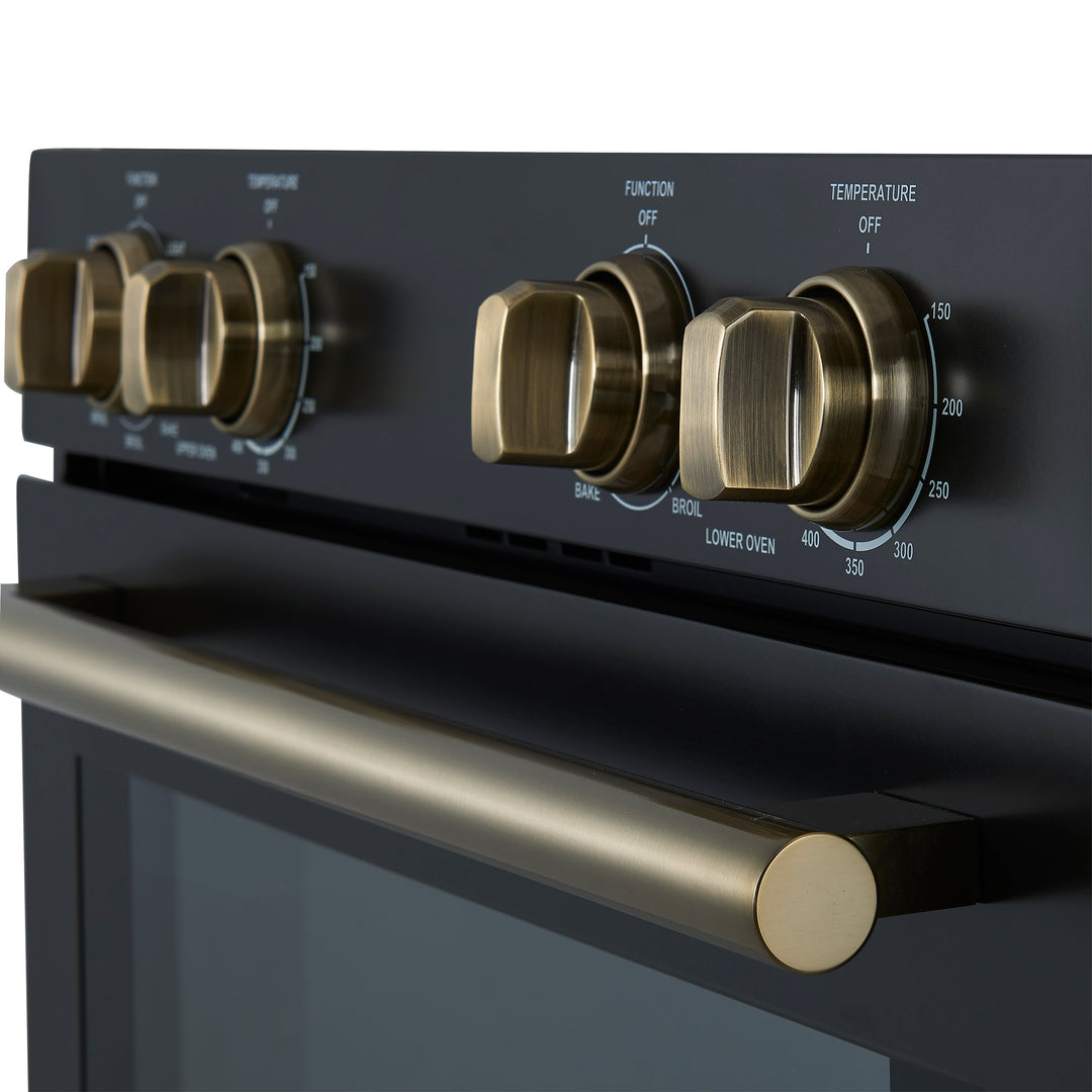 Forno Vomero 30-Inch Double Wall Oven, Black, 10 cu.ft Total Capacity, 7100W Convection, Mechanical Controls, Manuel Steam Clean