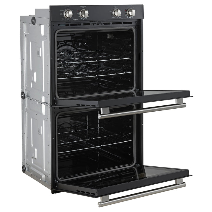 Forno Vomero 30-Inch Double Wall Oven, Black, 10 cu.ft Total Capacity, 7100W Convection, Mechanical Controls, Manuel Steam Clean