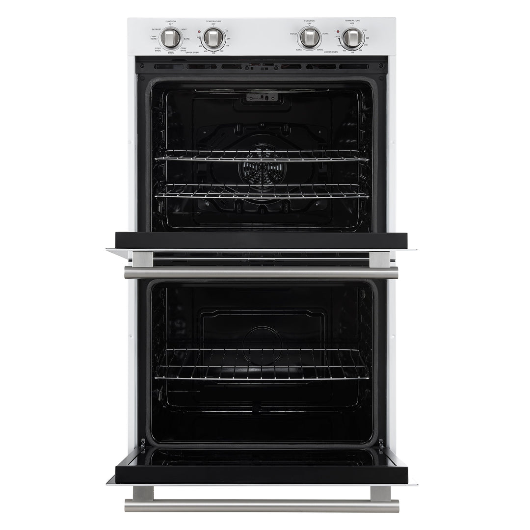 Forno Vomero 30-Inch Double Wall Oven, White, 10 cu.ft Total Capacity, 7100W Convection, Mechanical Controls, Manuel Steam Clean