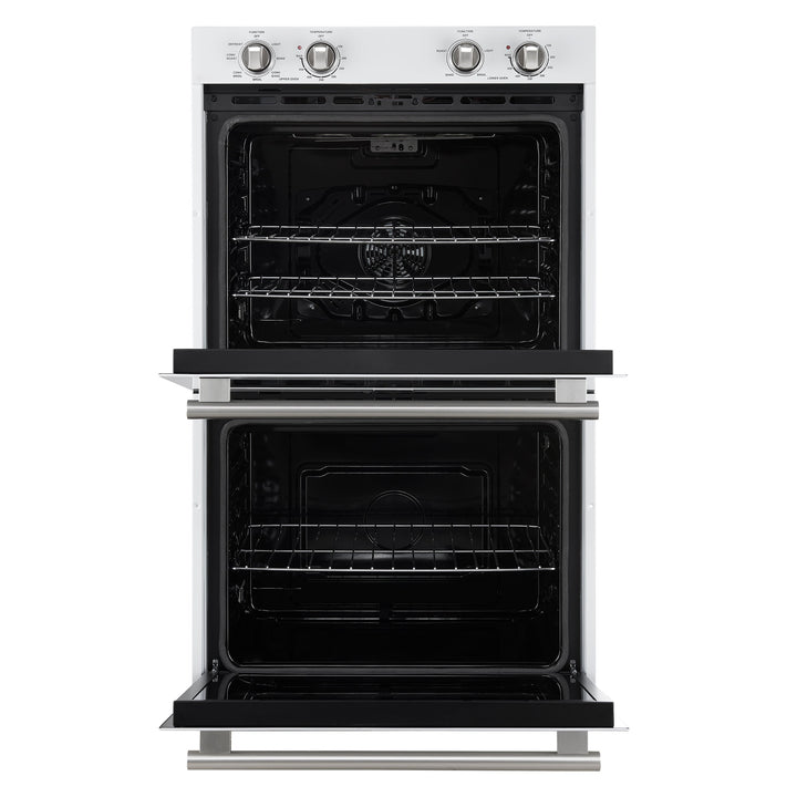 Forno Vomero 30-Inch Double Wall Oven, White, 10 cu.ft Total Capacity, 7100W Convection, Mechanical Controls, Manuel Steam Clean