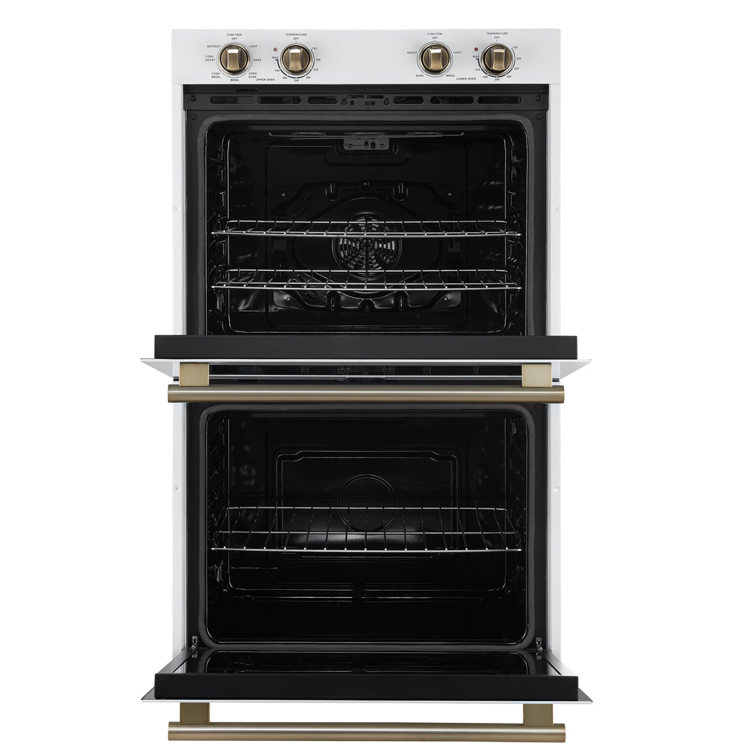 Forno Vomero 30-Inch Double Wall Oven, White, 10 cu.ft Total Capacity, 7100W Convection, Mechanical Controls, Manuel Steam Clean