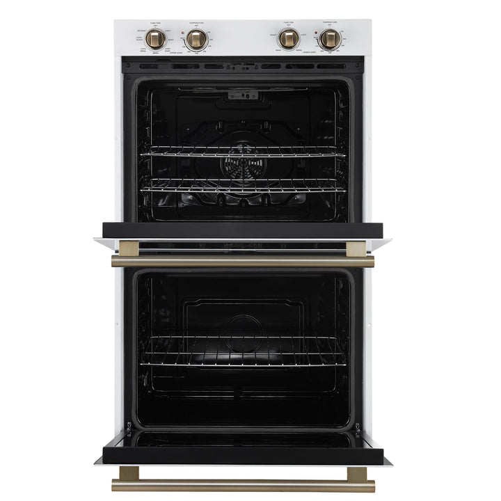 Forno Vomero 30-Inch Double Wall Oven, White, 10 cu.ft Total Capacity, 7100W Convection, Mechanical Controls, Manuel Steam Clean