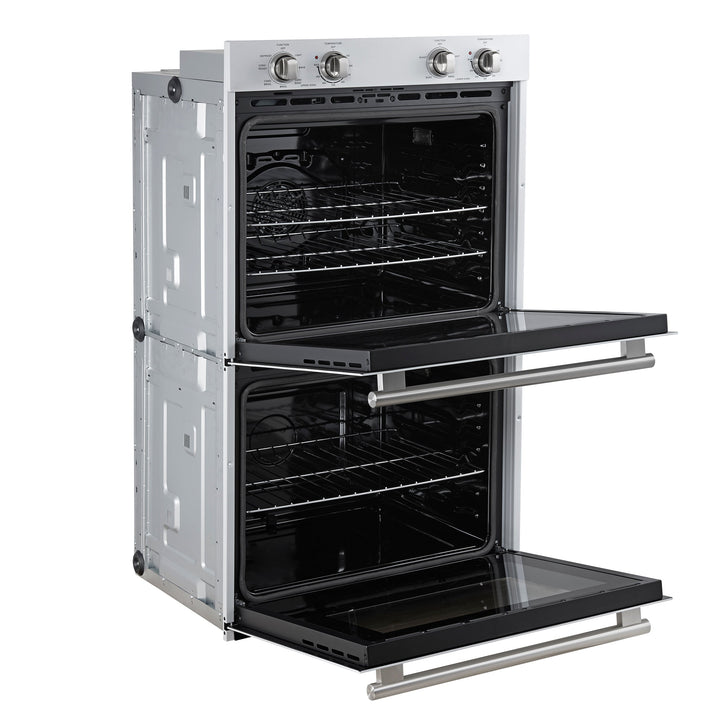 Forno Vomero 30-Inch Double Wall Oven, White, 10 cu.ft Total Capacity, 7100W Convection, Mechanical Controls, Manuel Steam Clean