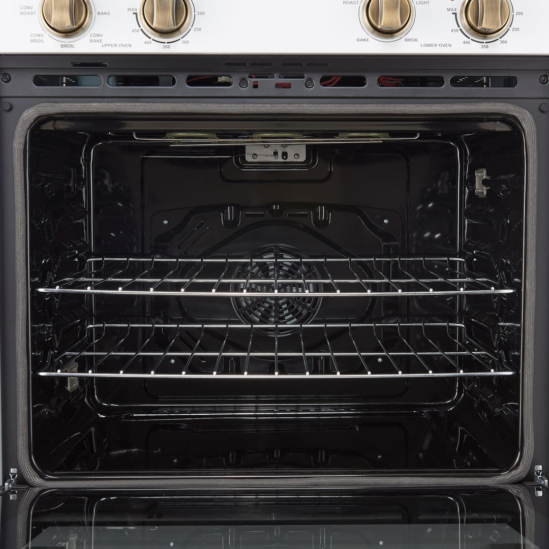 Forno Vomero 30-Inch Double Wall Oven, White, 10 cu.ft Total Capacity, 7100W Convection, Mechanical Controls, Manuel Steam Clean