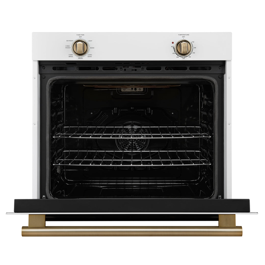 Forno Vomero 30-Inch Wall Oven, White, 5 cu.ft Capacity, 3550 Watts Convection, Mechanical Controls, Manuel Steam Clean