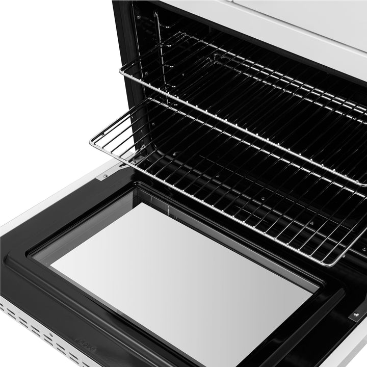 Forno Asti 30-Inch Double Electric Wall Oven with Upper French Doors in White &amp; Antique Brass, 7.36 cu. ft. Dual True Convection, 7,200W, Air Fry, Sous Vide, Self-Clean