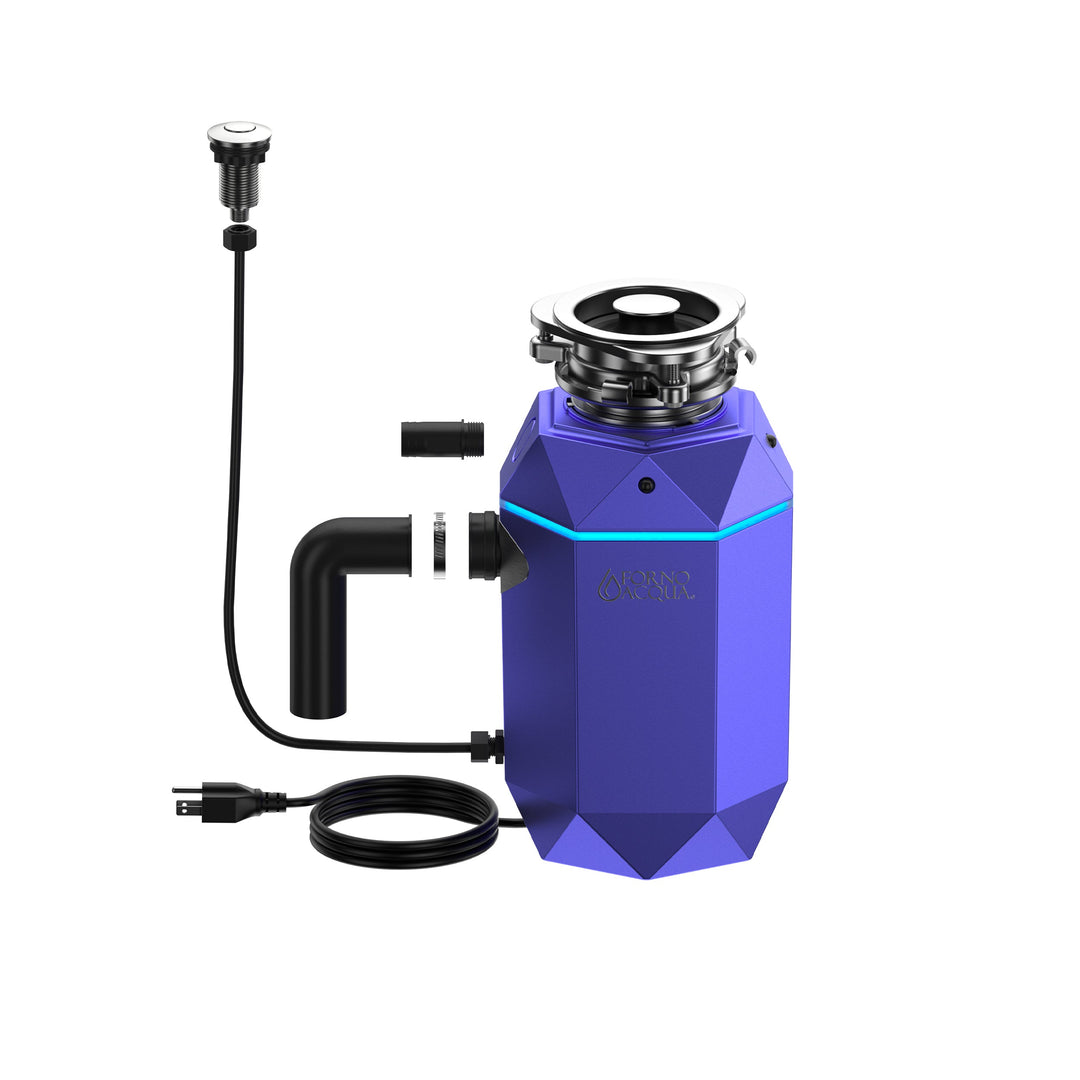 FORNO ACQUA BrightDIAMOND Amethyst 3/4HP Super Quiet Garbage Disposal Corded with Motion Sensor Cabinet Light &amp; Pre-Wired Air Switch