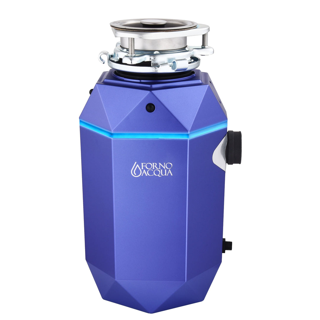 FORNO ACQUA BrightDIAMOND Amethyst 3/4HP Super Quiet Garbage Disposal Corded with Motion Sensor Cabinet Light &amp; Pre-Wired Air Switch
