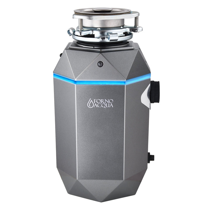 FORNO ACQUA BrightDIAMOND Black Onyx 1HP Super Quiet Garbage Disposal Corded with Motion Sensor Cabinet Light &amp; Pre-Wired Air Switch