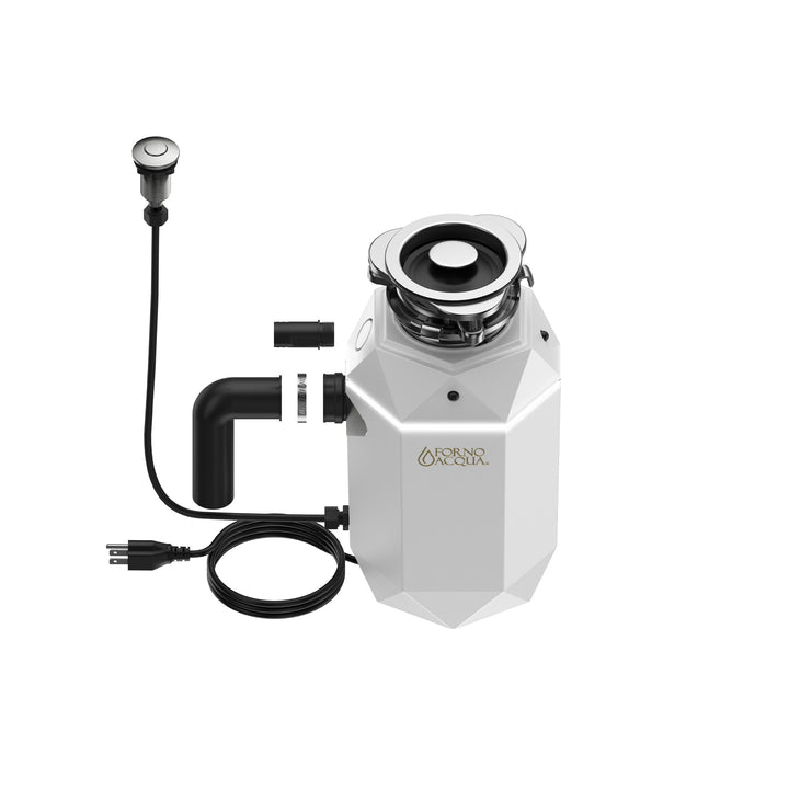 FORNO ACQUA BrightDIAMOND Moonstone 1HP Super Quiet Garbage Disposal Corded with Motion Sensor Cabinet Light &amp; Pre-Wired Air Switch