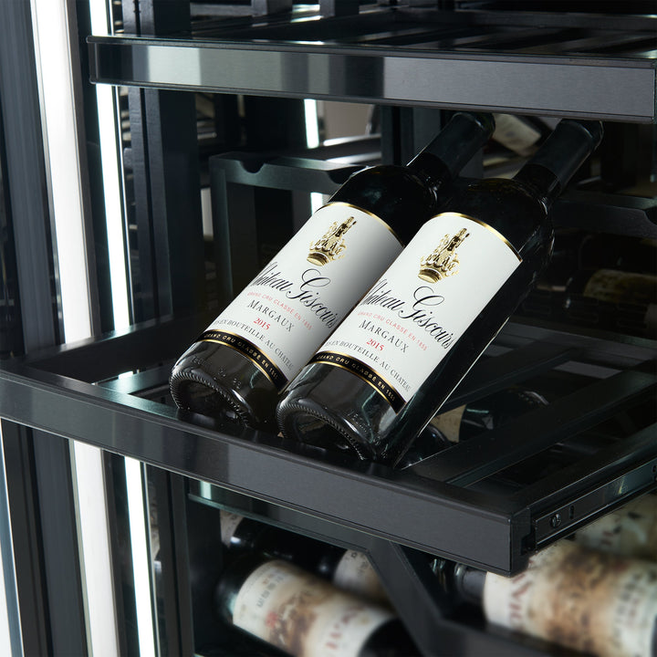 FORNO Abruzzo 48-Inch Dual Zones Wine Cellar, 102 Bottles, 24 cu. ft., Green Acrylic Holders &amp; Black Shelves