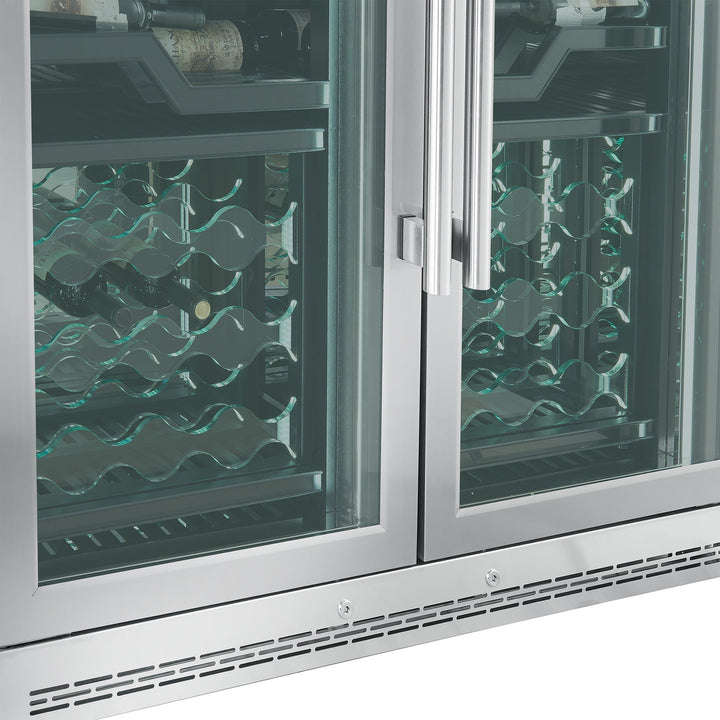 FORNO Abruzzo 48-Inch Dual Zones Wine Cellar, 102 Bottles, 24 cu. ft., Green Acrylic Holders &amp; Black Shelves