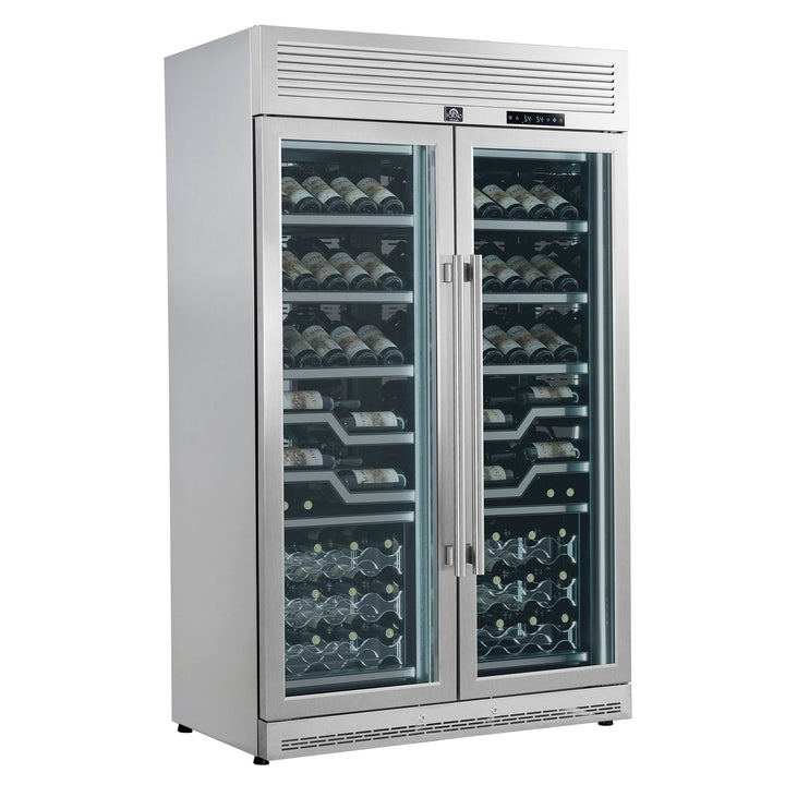 FORNO Abruzzo 48-Inch Dual Zone Wine Cellar, 102 Bottles, 24 cu. ft., Clear Acrylic Holders &amp; Stainless Trim Shelves