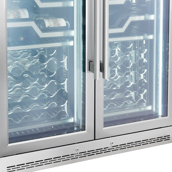 FORNO Abruzzo 48-Inch Dual Zone Wine Cellar, 102 Bottles, 24 cu. ft., Clear Acrylic Holders &amp; Stainless Trim Shelves