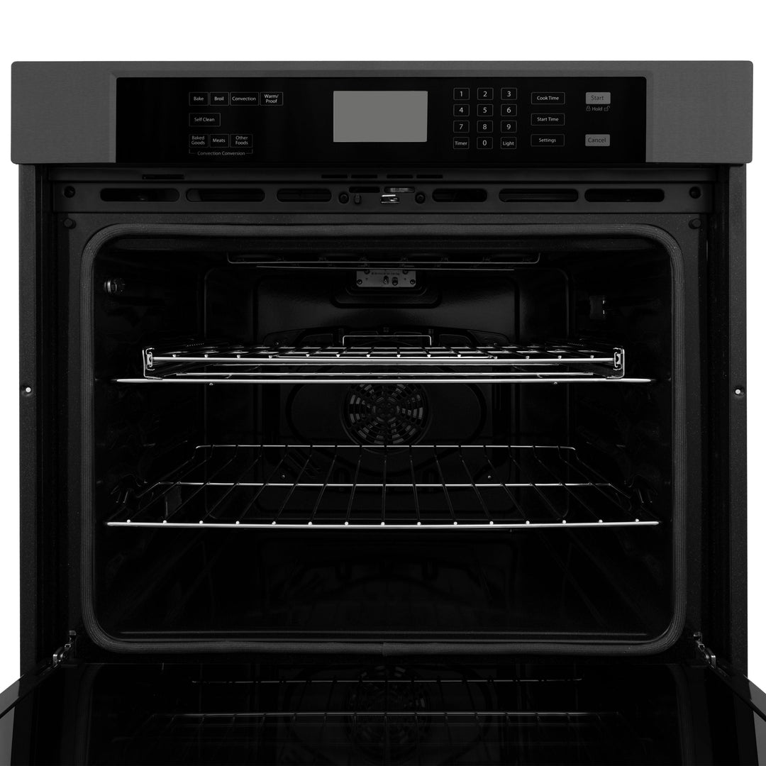 ZLINE Kitchen Appliance Package with 36 in. Black Stainless Steel Rangetop and 30 in. Single Wall Oven, 2KP-RTBAWS36