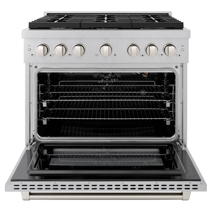 ZLINE Paramount 36" Gas Range with Convection Oven and 6 Burners in DuraSnow® Stainless Steel, SGRS-36