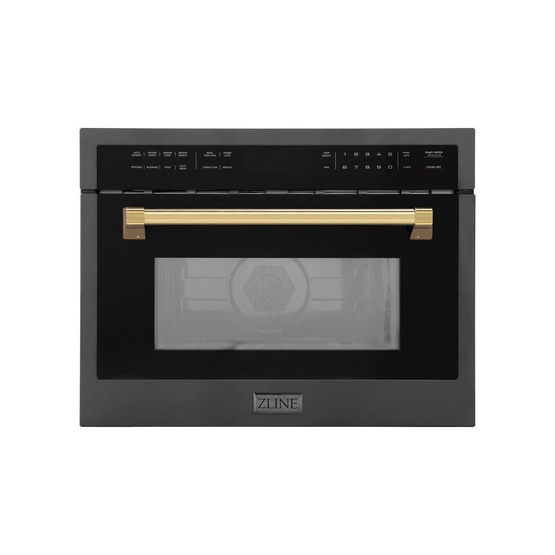 ZLINE 24" Built-in Convection Microwave Oven in Black Stainless Steel &amp; Gold Accents 1.6 cu ft.