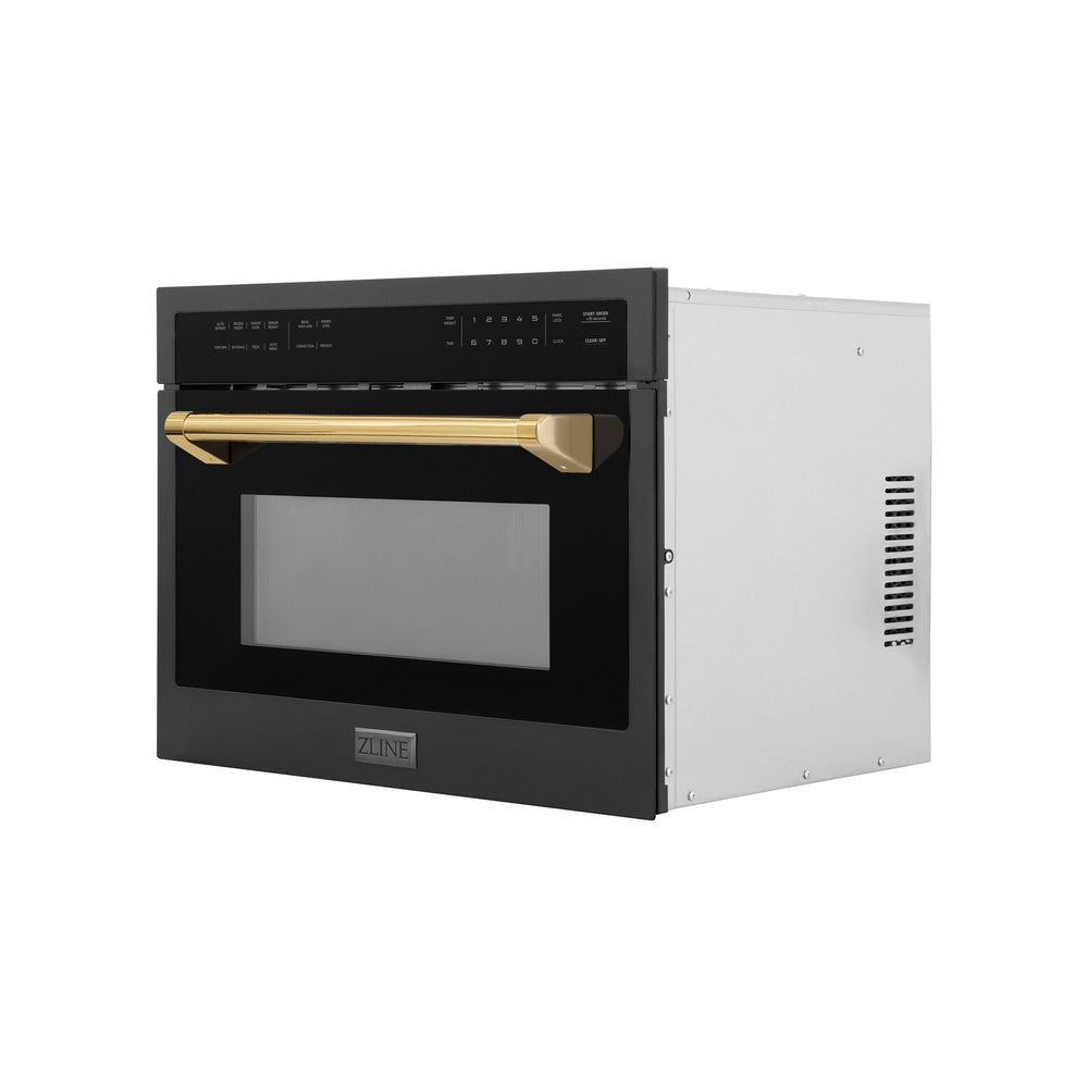 ZLINE 24" Built-in Convection Microwave Oven in Black Stainless Steel & Gold Accents 1.6 cu ft.