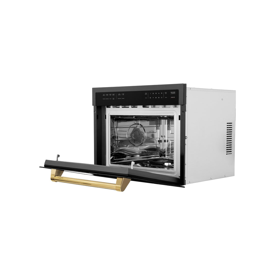 ZLINE 24" Built-in Convection Microwave Oven in Black Stainless Steel &amp; Gold Accents 1.6 cu ft.
