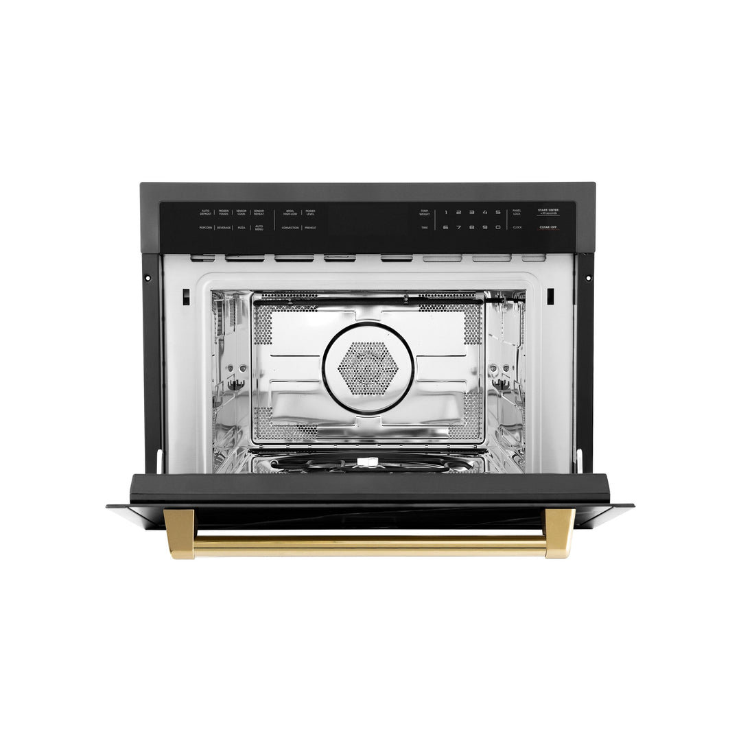 ZLINE 24" Built-in Convection Microwave Oven in Black Stainless Steel &amp; Gold Accents 1.6 cu ft.