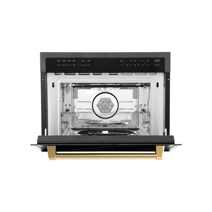ZLINE 24" Built-in Convection Microwave Oven in Black Stainless Steel &amp; Gold Accents 1.6 cu ft.