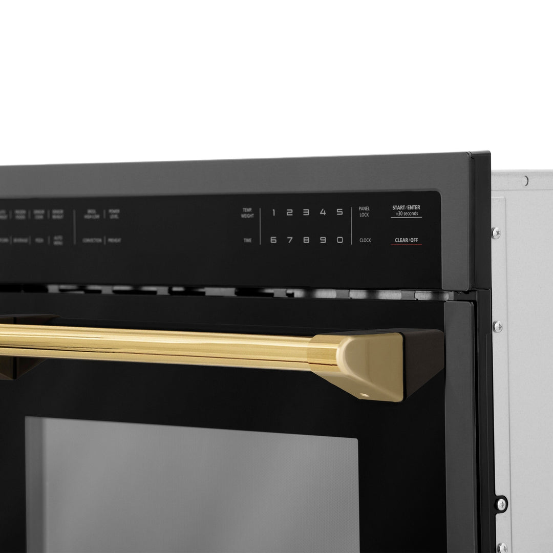 ZLINE 24" Built-in Convection Microwave Oven in Black Stainless Steel &amp; Gold Accents 1.6 cu ft.