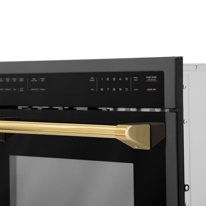 ZLINE 24" Built-in Convection Microwave Oven in Black Stainless Steel &amp; Gold Accents 1.6 cu ft.