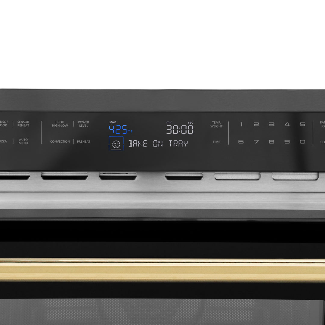 ZLINE 24" Built-in Convection Microwave Oven in Black Stainless Steel &amp; Gold Accents 1.6 cu ft.