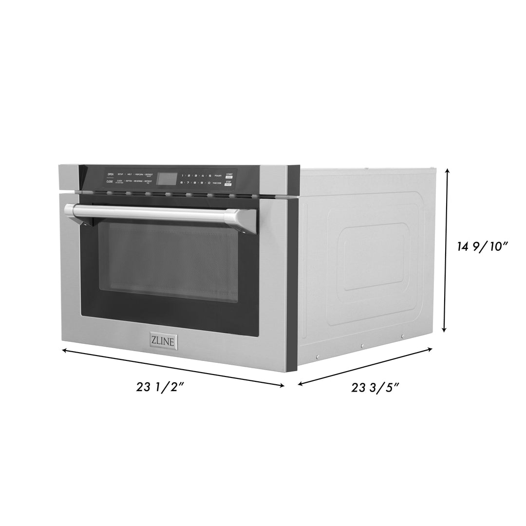 ZLINE 24 In. 1.2 cu. ft. Built-in Microwave Drawer with a Traditional Handle in Stainless Steel, MWD-1-H