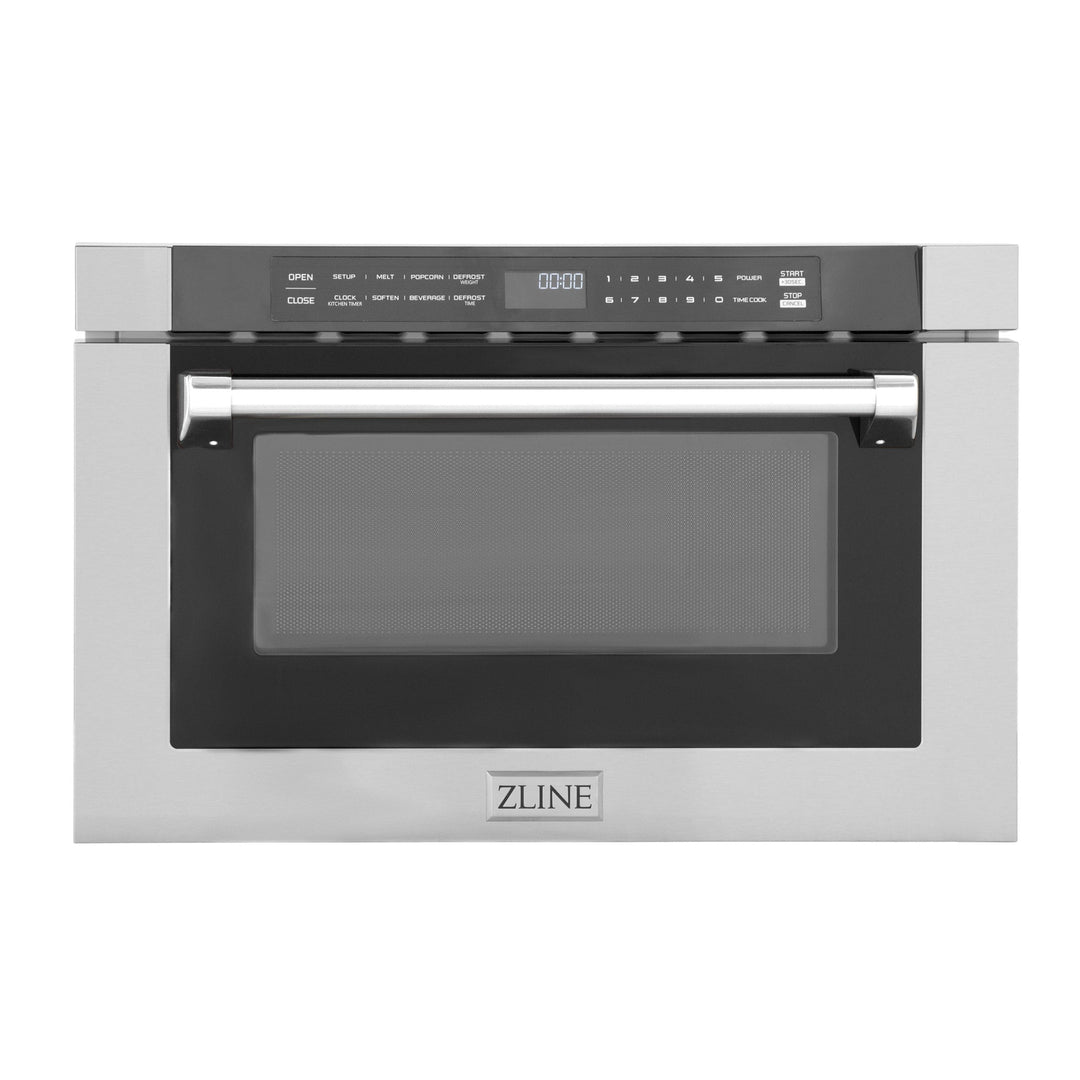 ZLINE 24 In. 1.2 cu. ft. Built-in Microwave Drawer with a Traditional Handle in Stainless Steel, MWD-1-H