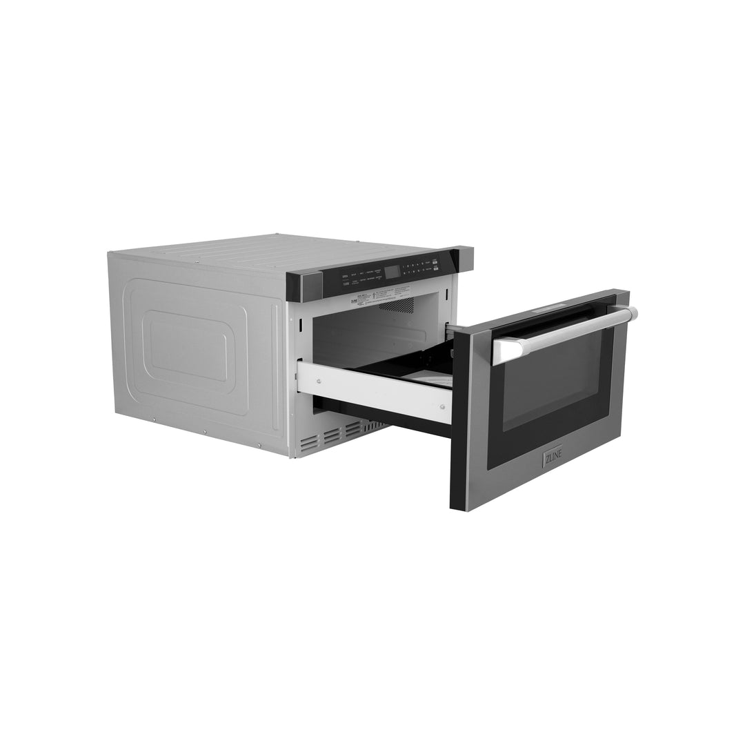 ZLINE 24 In. 1.2 cu. ft. Built-in Microwave Drawer with a Traditional Handle in Stainless Steel, MWD-1-H