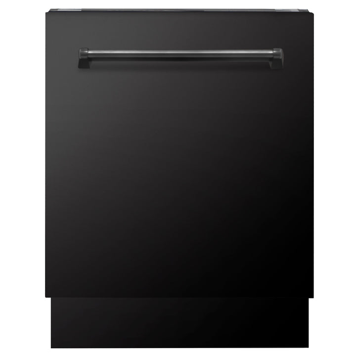 ZLINE Package - 48" Rangetop, Hood, Refrigerator, Dishwasher, Double Wall Oven in Black Stainless