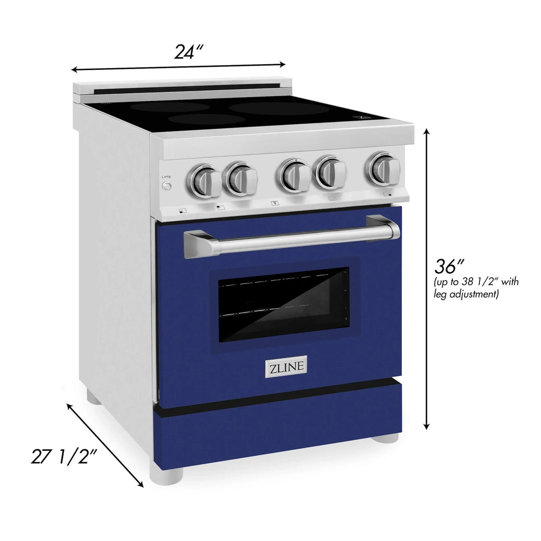 ZLINE 24 Inch 2.8 cu. ft. Induction Range with a 3 Element Stove and Electric Oven in Blue Gloss, RAIND-BG-24