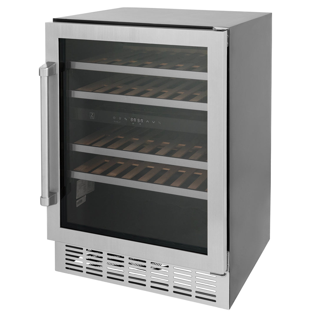 ZLINE 24" Dual Zone 44-Bottle Wine Cooler in Stainless Steel - Monument Series, RWV-UD-24