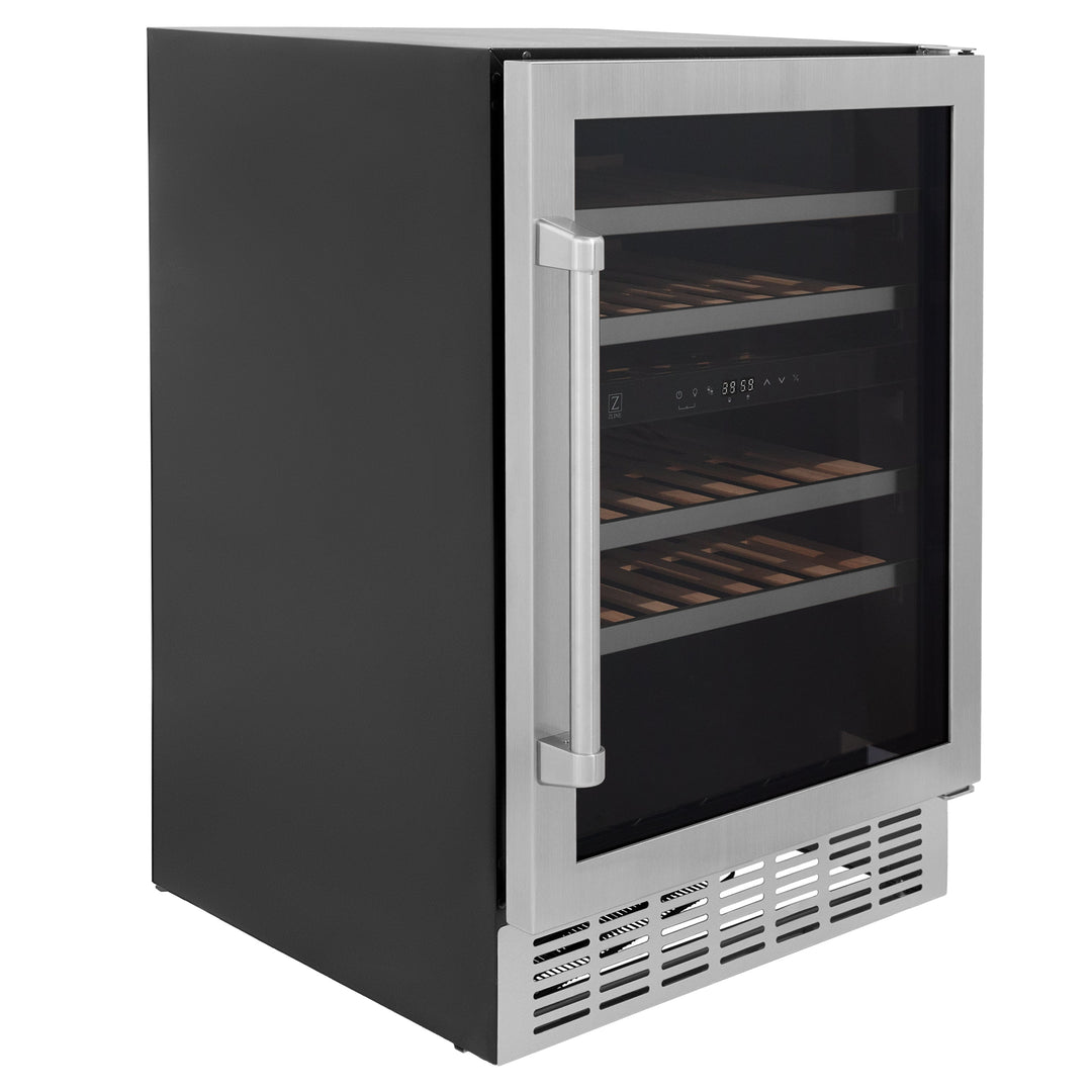 ZLINE 24" Dual Zone 44-Bottle Wine Cooler in Stainless Steel - Monument Series, RWV-UD-24