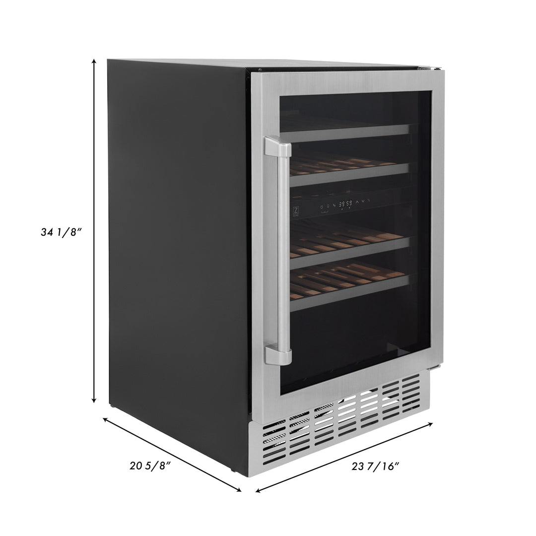 ZLINE 24" Dual Zone 44-Bottle Wine Cooler in Stainless Steel - Monument Series, RWV-UD-24