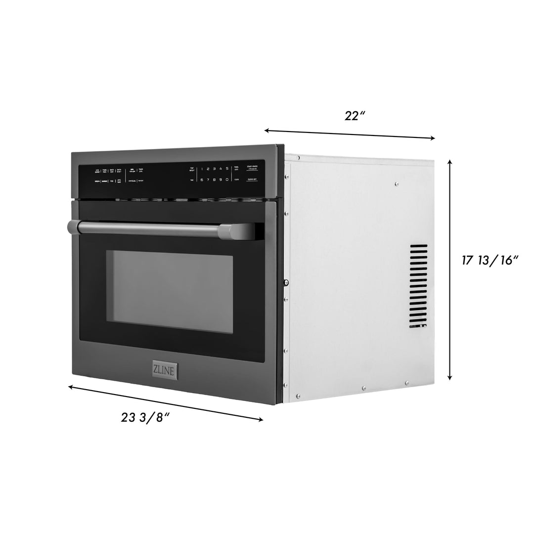 ZLINE Kitchen Appliance Package - 48 In. Gas Range with Brass Burners, Range Hood and Microwave Oven in Black Stainless Steel, 3KP-SGRBRHMWO-48