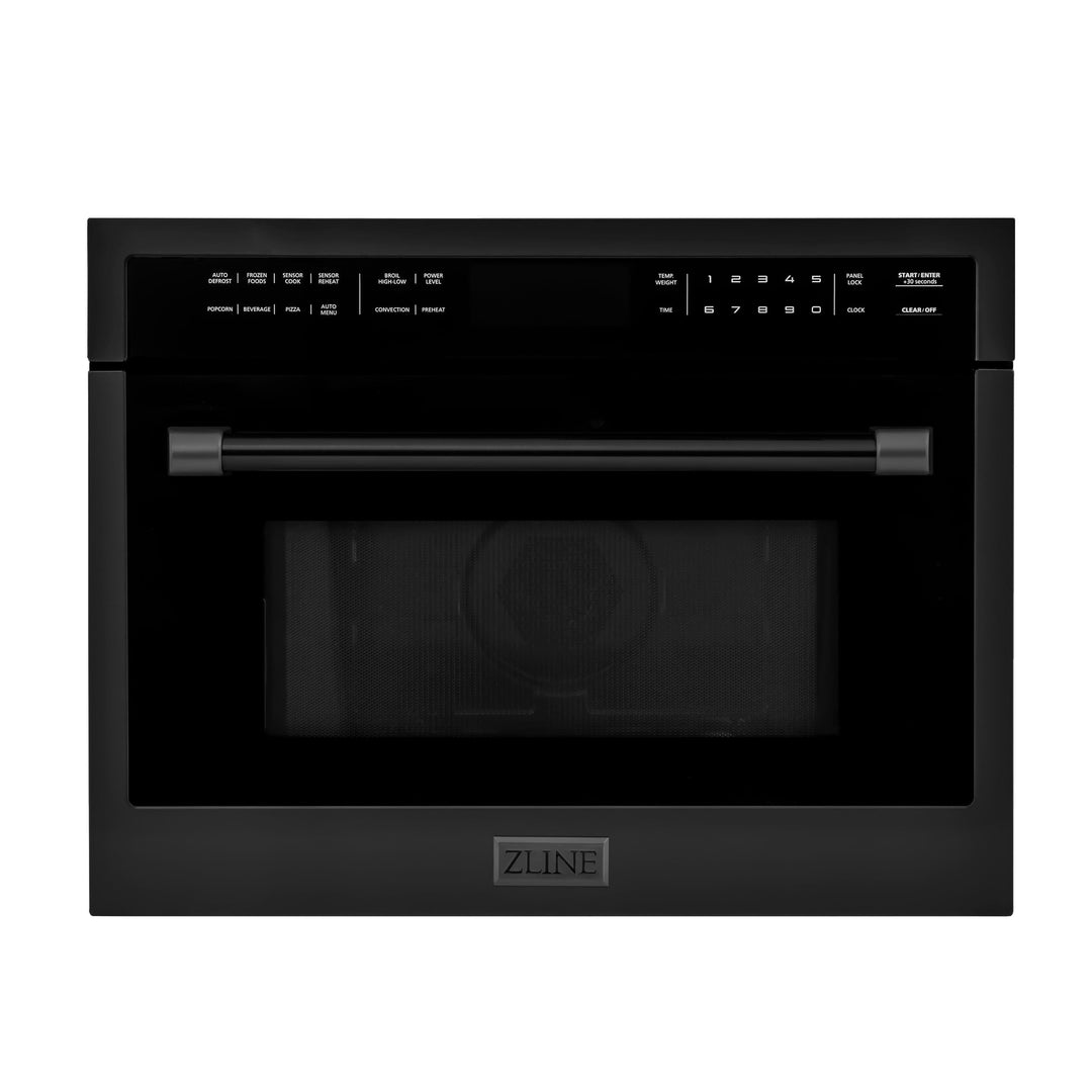 ZLINE Black Stainless Steel Appliance Package - 48 in. Dual Fuel Range, Range Hood, Microwave Oven, Dishwasher, 4KP-RABRH48-MODW