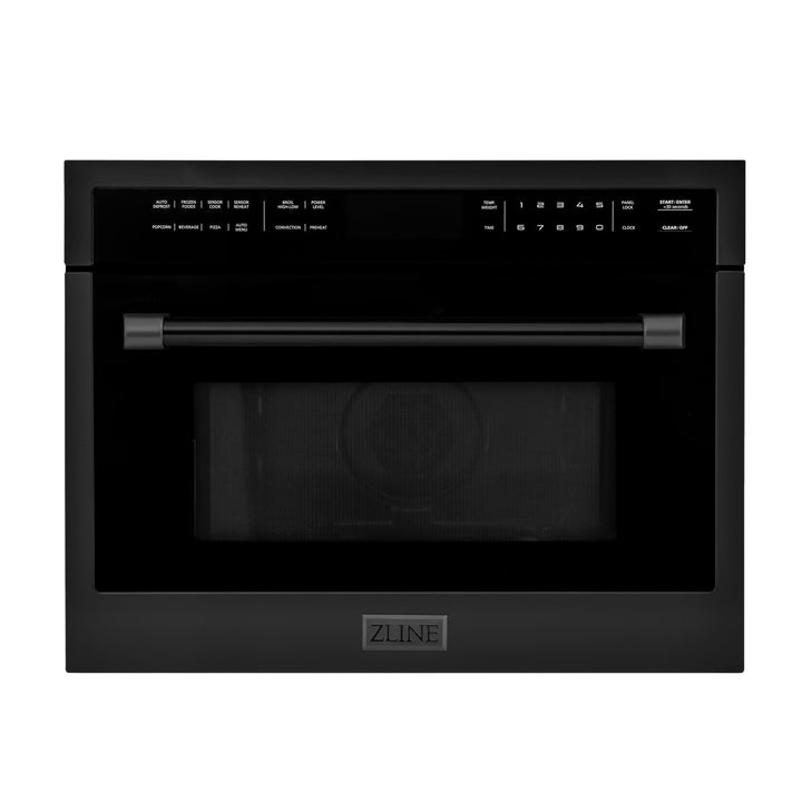 ZLINE Black Stainless Steel Appliance Package - 48 in. Dual Fuel Range, Range Hood, Microwave Oven, Dishwasher, 4KP-RABRH48-MODW