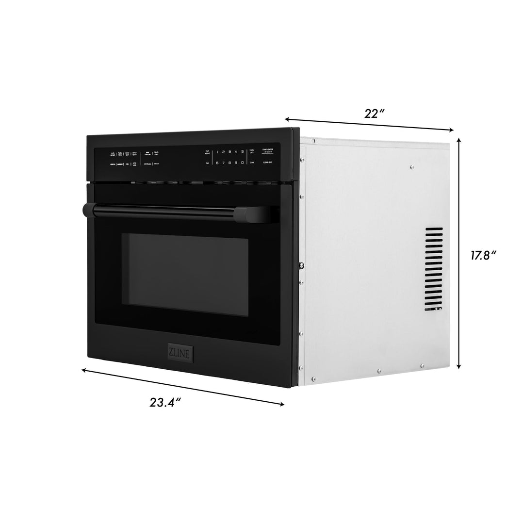 ZLINE Black Stainless Steel Appliance Package - 48 in. Dual Fuel Range, Range Hood, Microwave Oven, Dishwasher, 4KP-RABRH48-MODW