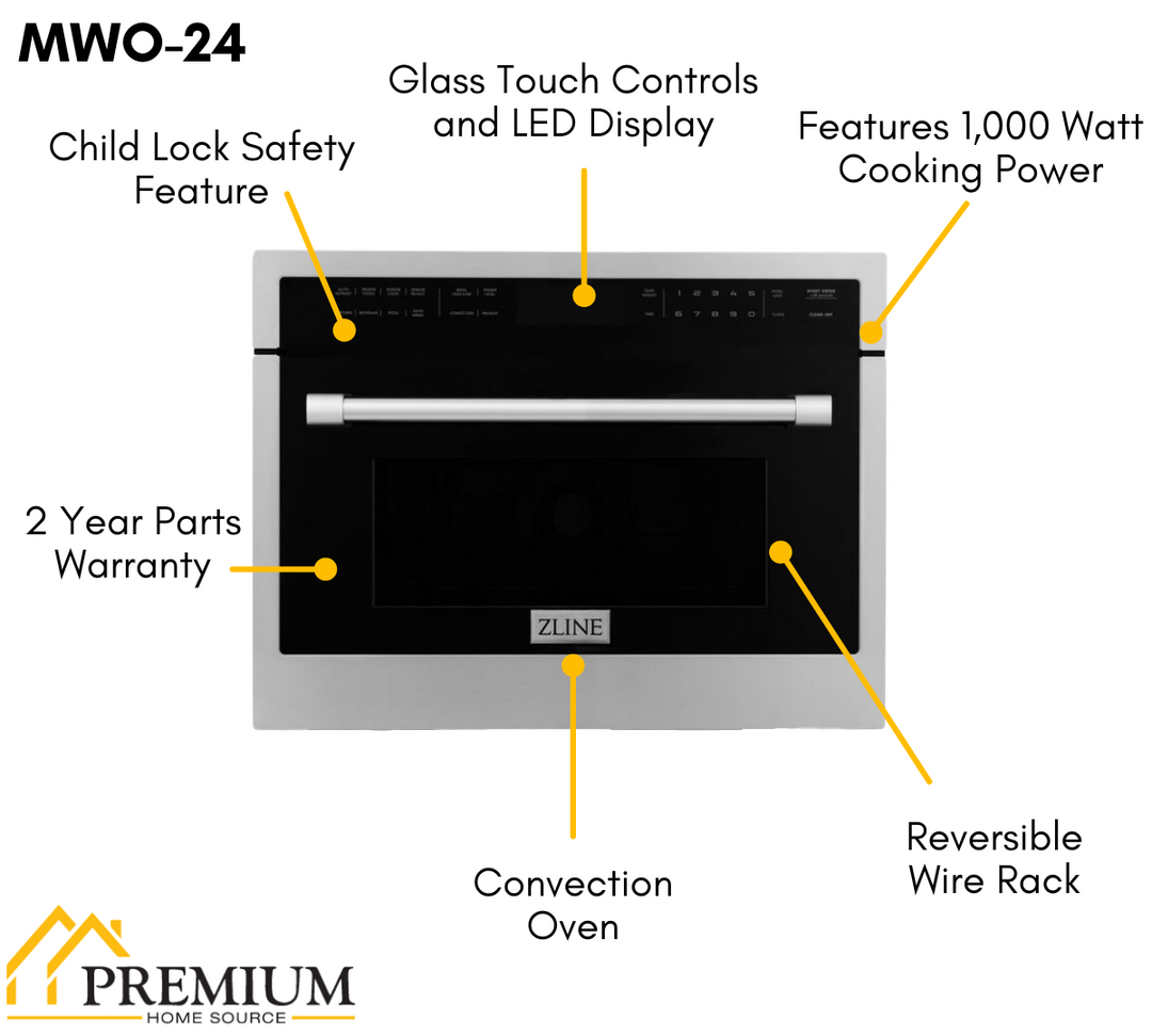 ZLINE 24 in. Built-in Convection Microwave Oven in Stainless Steel with Speed and Sensor Cooking, MWO-24